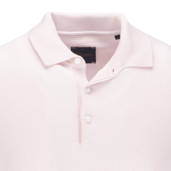Guide London Light Pink 2 Tone Jacquard Knit Short Sleeve Polo - Picture 2 of 2